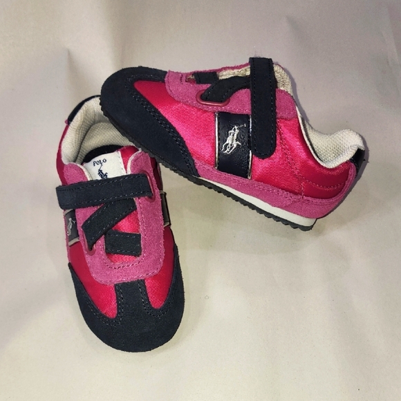 Polo by Ralph Lauren Girls Pink and Black Velcro Shoes 7T - Picture 1 of 5